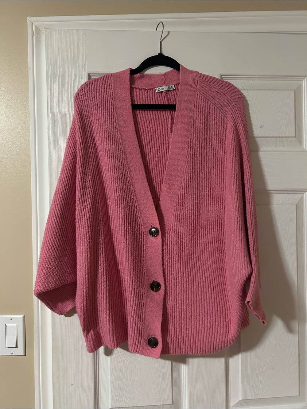 Dex Pink Oversized Button-Front Cardigan